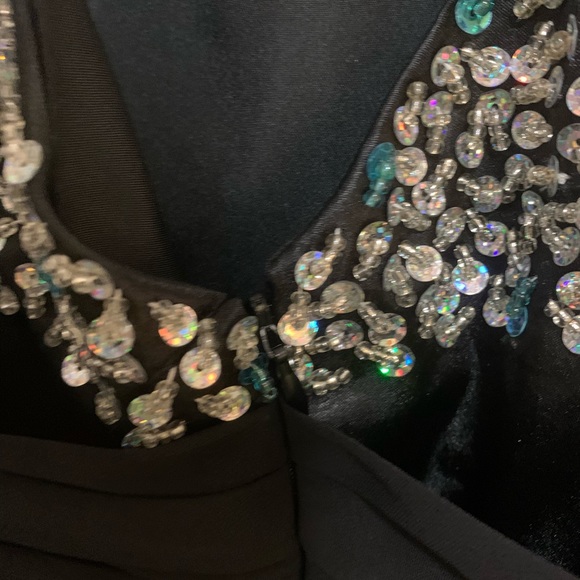 Black Pageant/Prom/Mardi Gras/Formal Dress,beaded, seqiuined, PERFECT - Picture 8 of 11